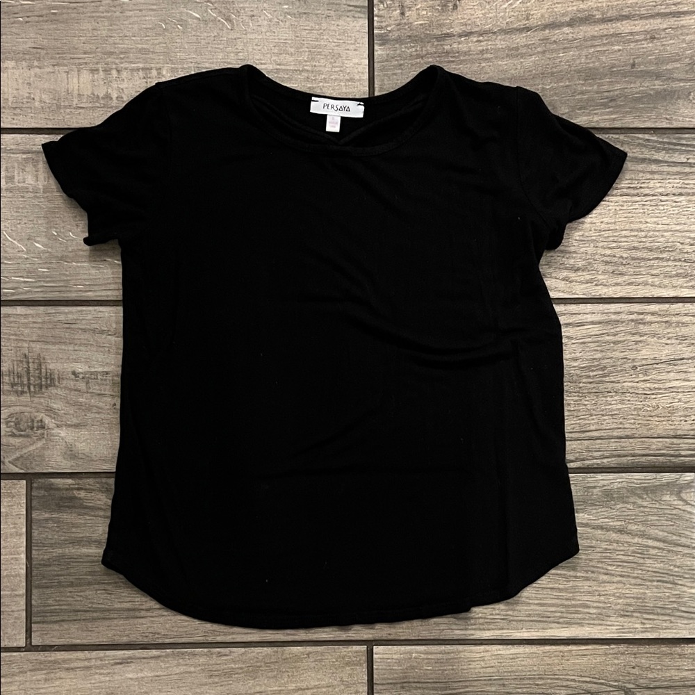 Persaya girls Classic Black Short Sleeve Tee-Large